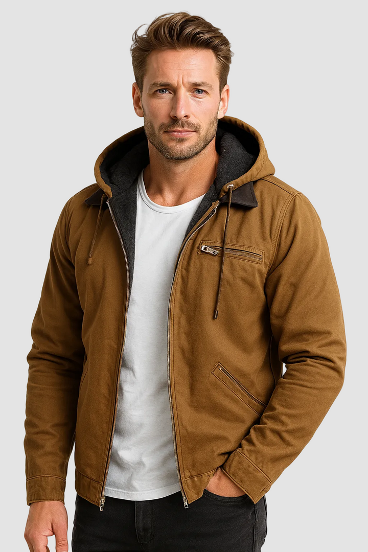 Silvan | Warm Fleece Hooded Mid-Season Jacket for Men