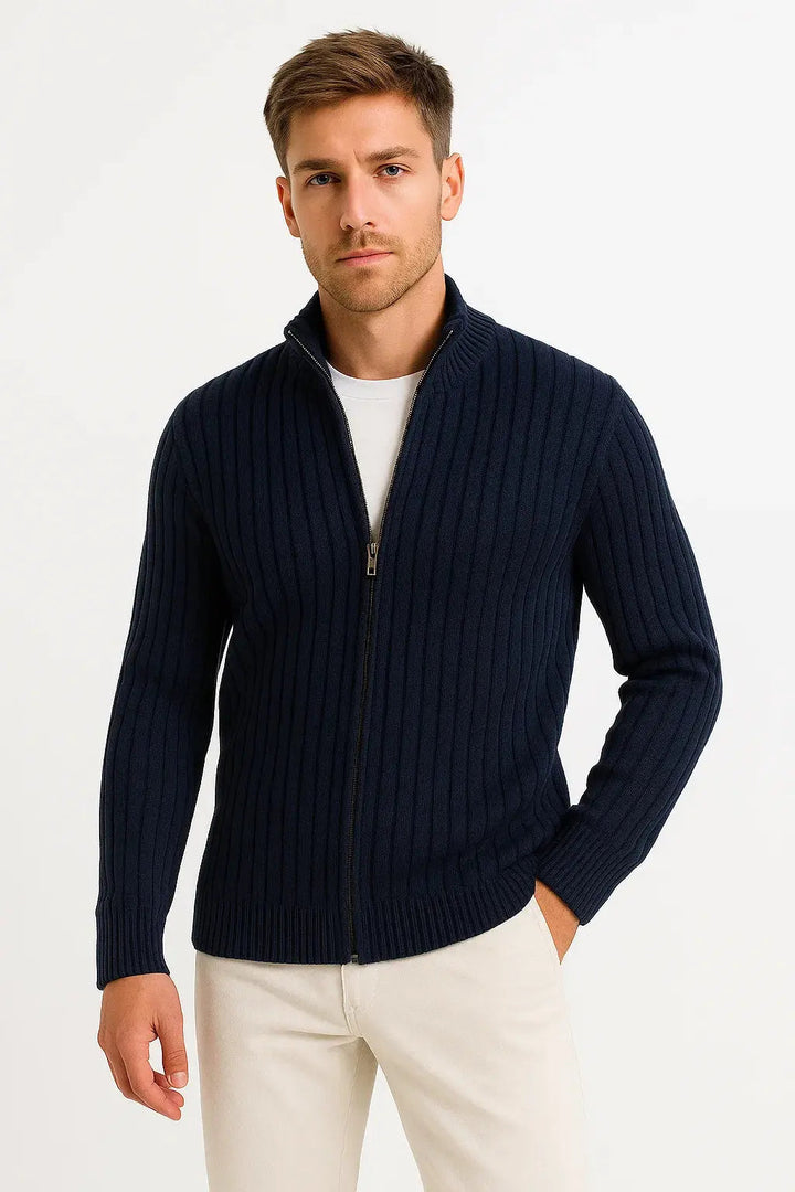 Emerson | Classic Ribbed Knit Cardigan for Men's Layering