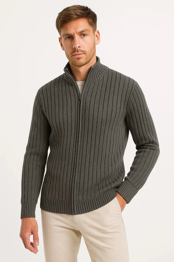 Emerson | Classic Ribbed Knit Cardigan for Men's Layering