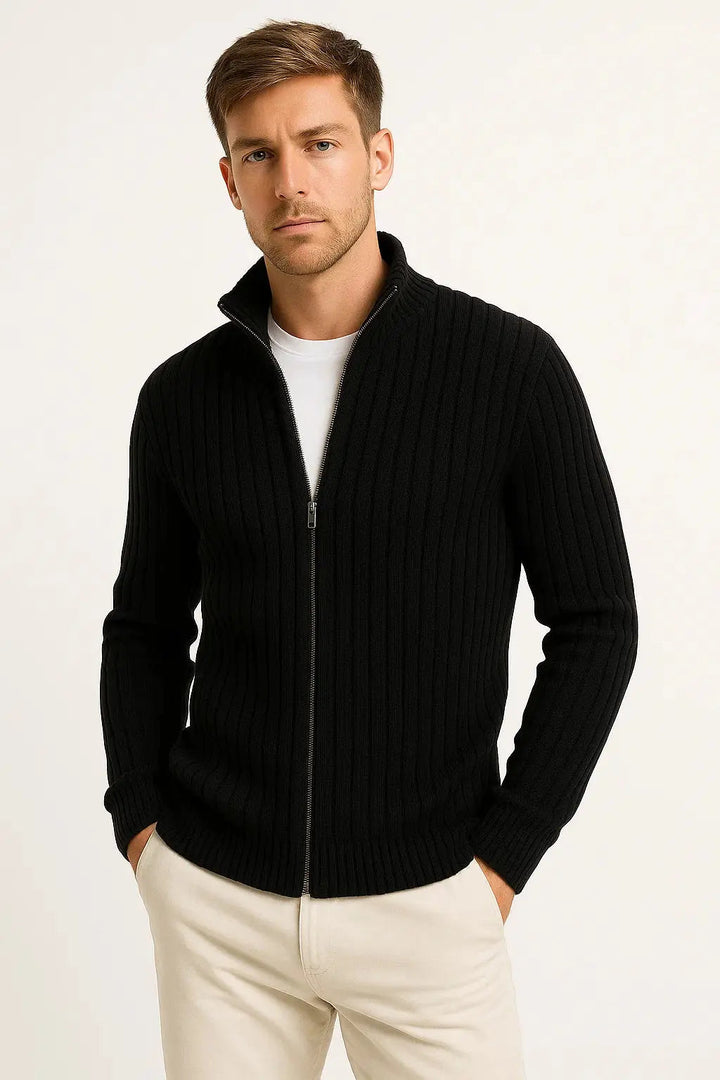 Emerson | Classic Ribbed Knit Cardigan for Men's Layering