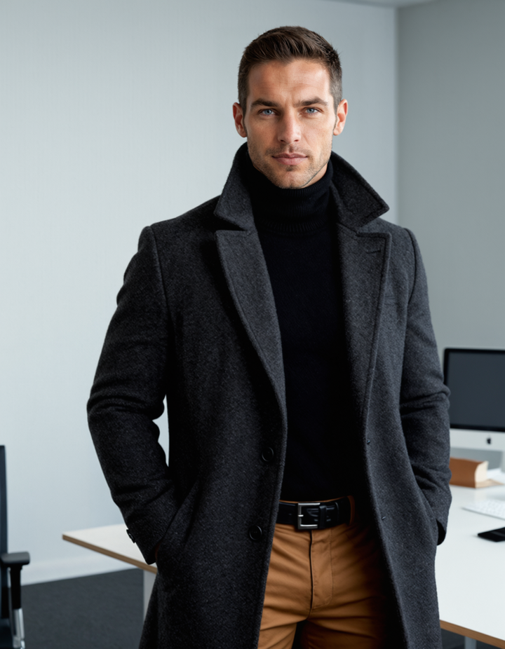 Ferdinand | Polished Wool Overcoat for Men