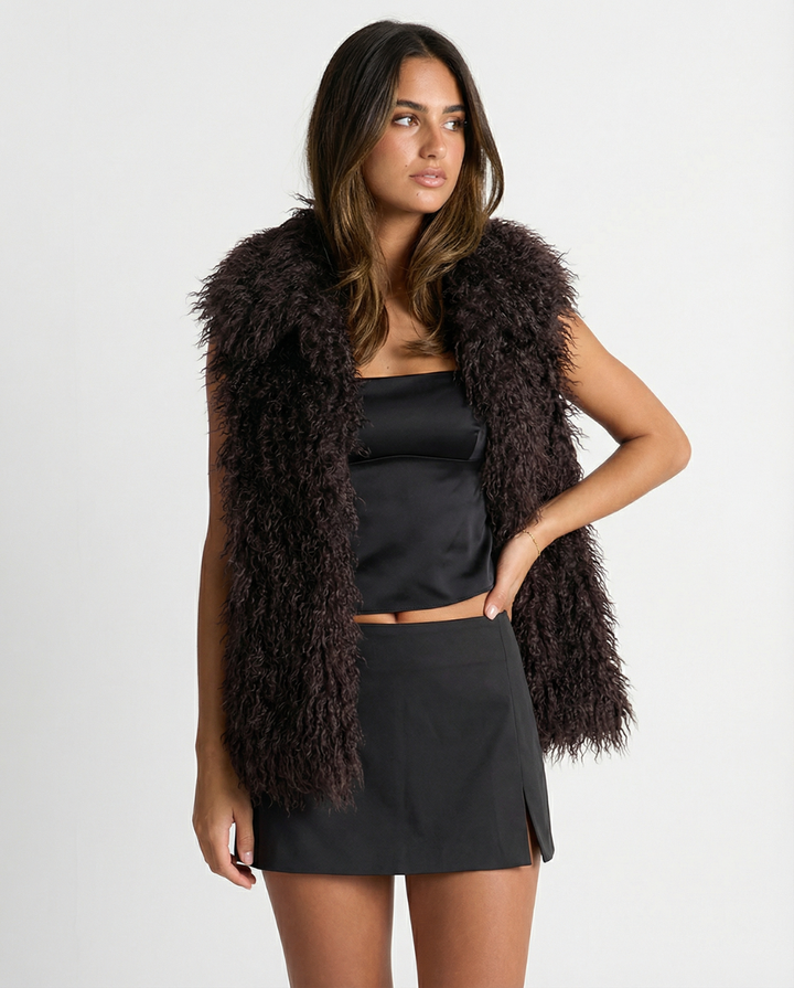 Ninette | Luxe Textured Faux Fur Vest Sleeveless