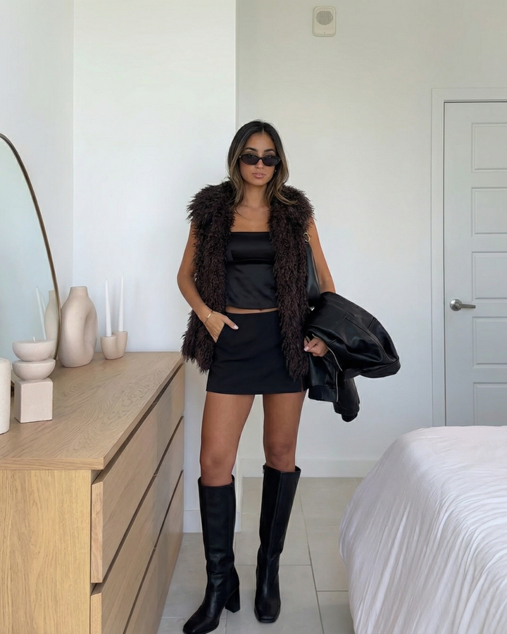 Ninette | Luxe Textured Faux Fur Vest Sleeveless