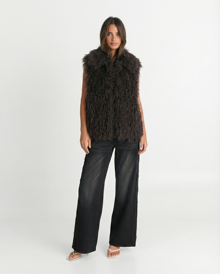 Ninette | Luxe Textured Faux Fur Vest Sleeveless