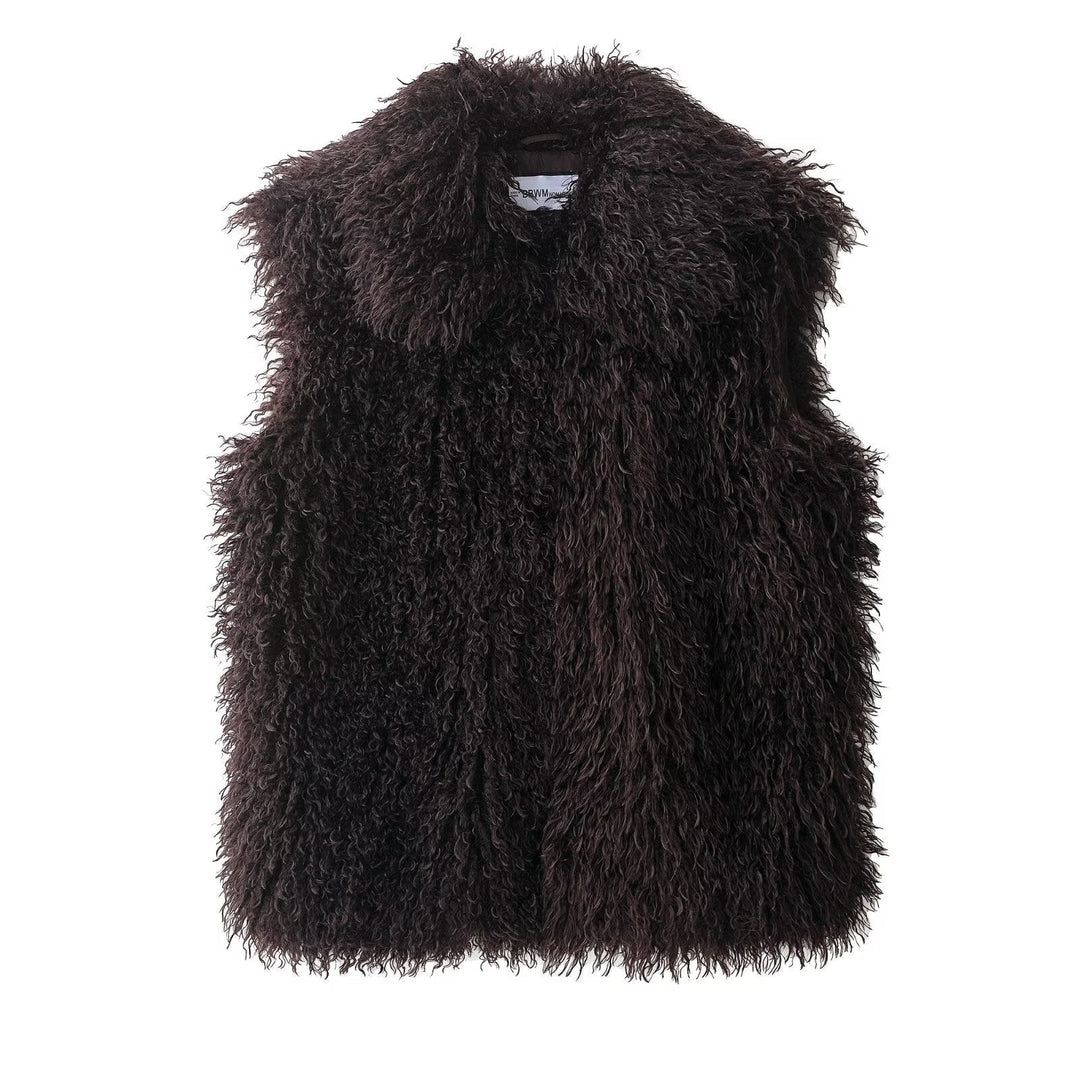 Ninette | Luxe Textured Faux Fur Vest Sleeveless