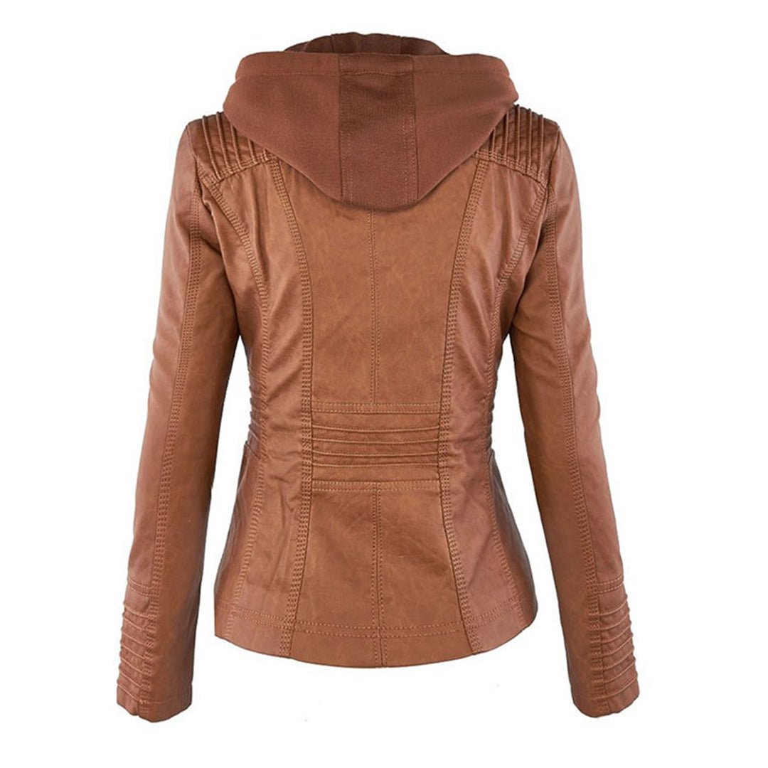 Quilla | Edgy Hooded Leather Biker Jacket