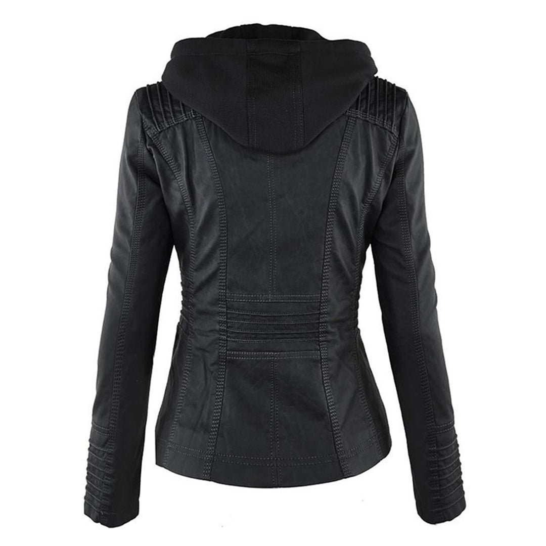 Quilla | Edgy Hooded Leather Biker Jacket