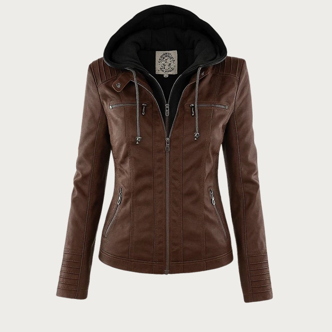 Quilla | Edgy Hooded Leather Biker Jacket