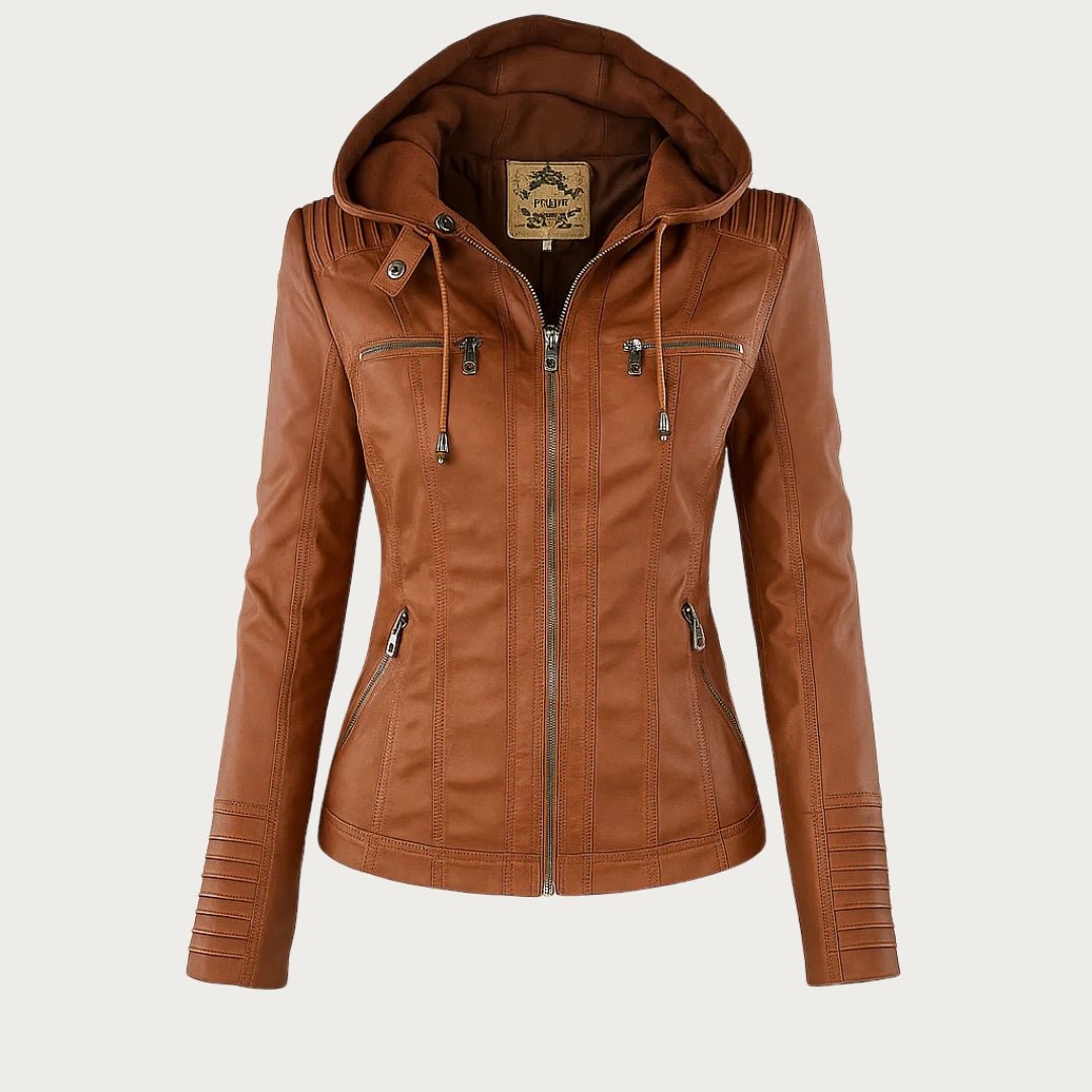 Quilla | Edgy Hooded Leather Biker Jacket
