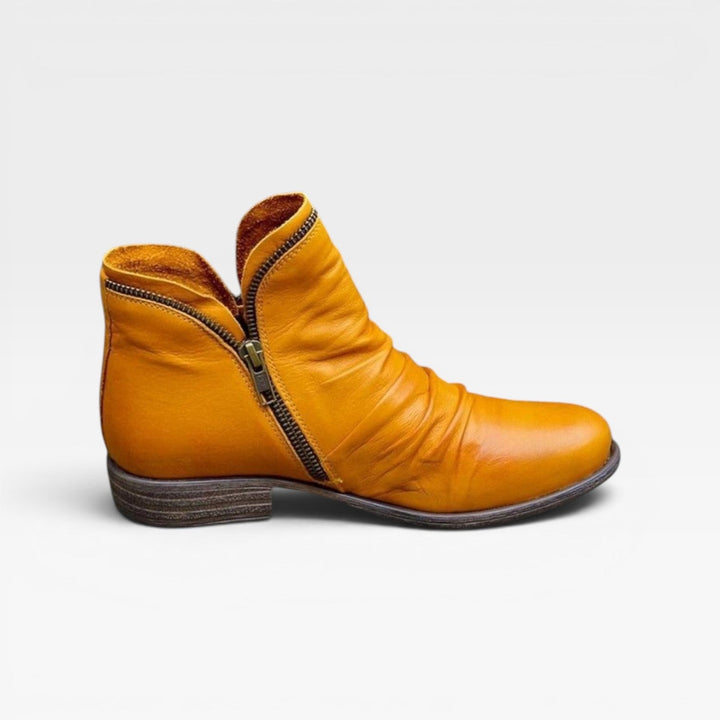 Isadora | Elegant Leather Ankle Boots with Block Heel