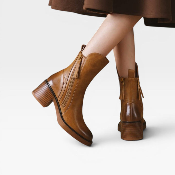 Tamsin | Sculptural Western Leather Block Heel Boots