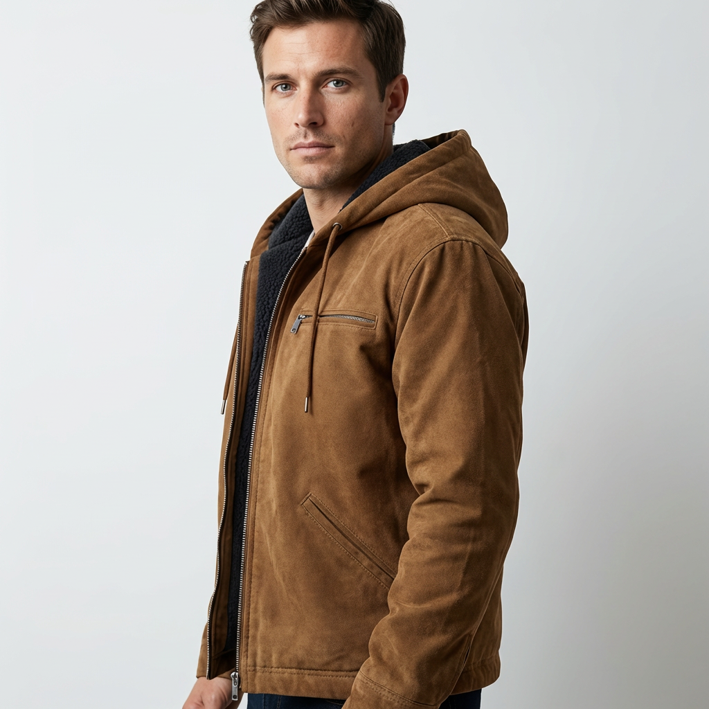 Mason | Rugged Hooded Suede Jacket for Men