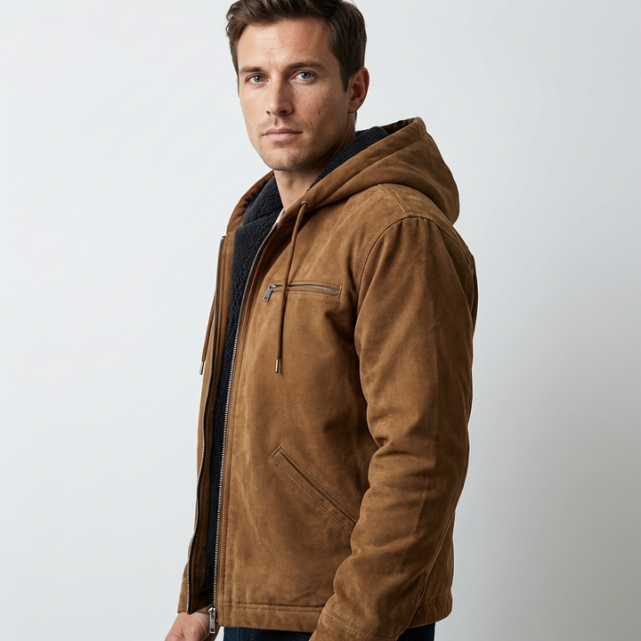 Mason | Rugged Hooded Suede Jacket for Men