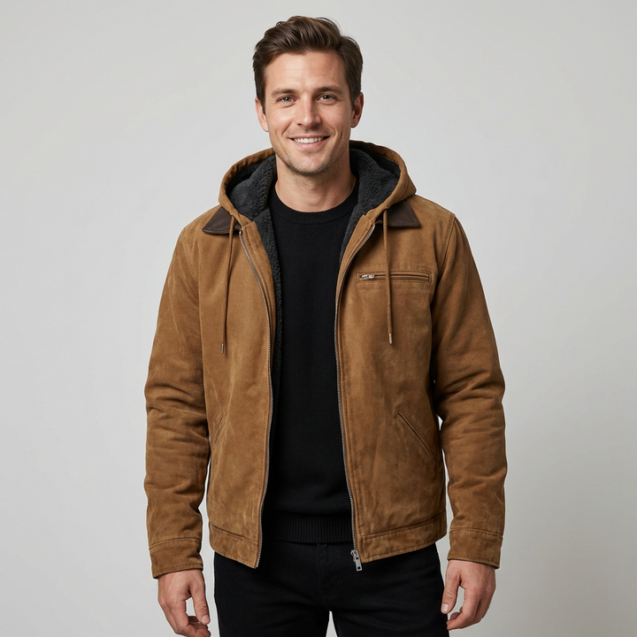 Mason | Rugged Hooded Suede Jacket for Men