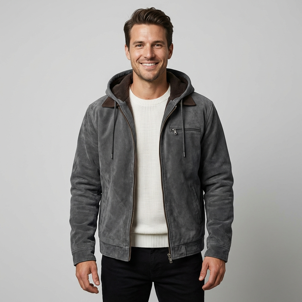 Mason | Rugged Hooded Suede Jacket for Men
