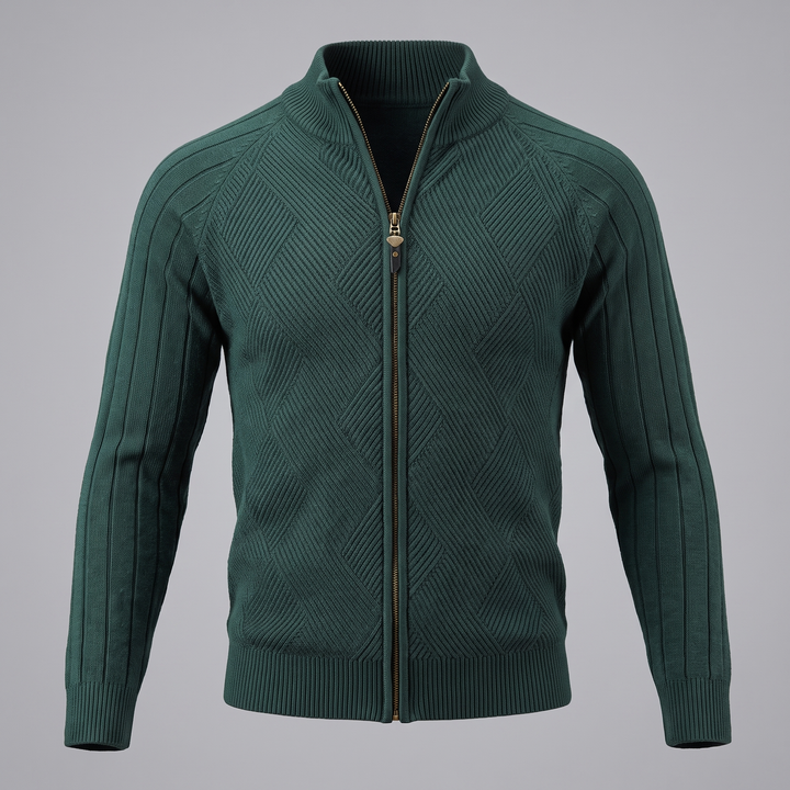 Hadrian | Sharp Diamond Knit Zip-Up Cardigan for Men
