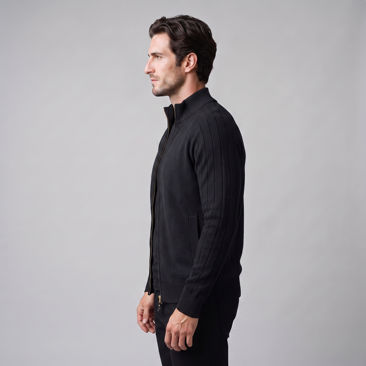 Hadrian | Sharp Diamond Knit Zip-Up Cardigan for Men