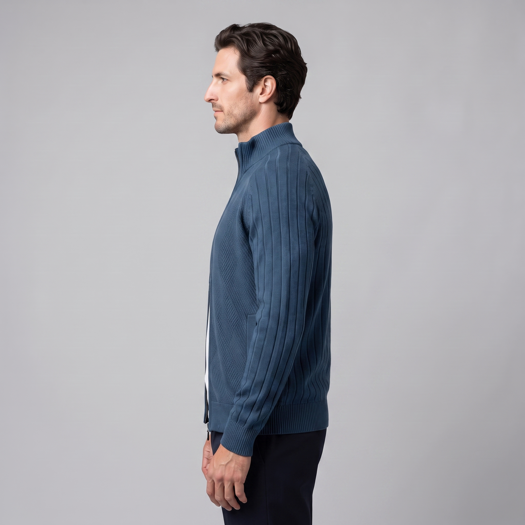 Hadrian | Sharp Diamond Knit Zip-Up Cardigan for Men