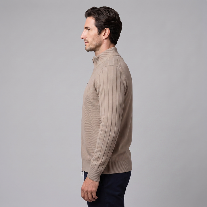 Hadrian | Sharp Diamond Knit Zip-Up Cardigan for Men