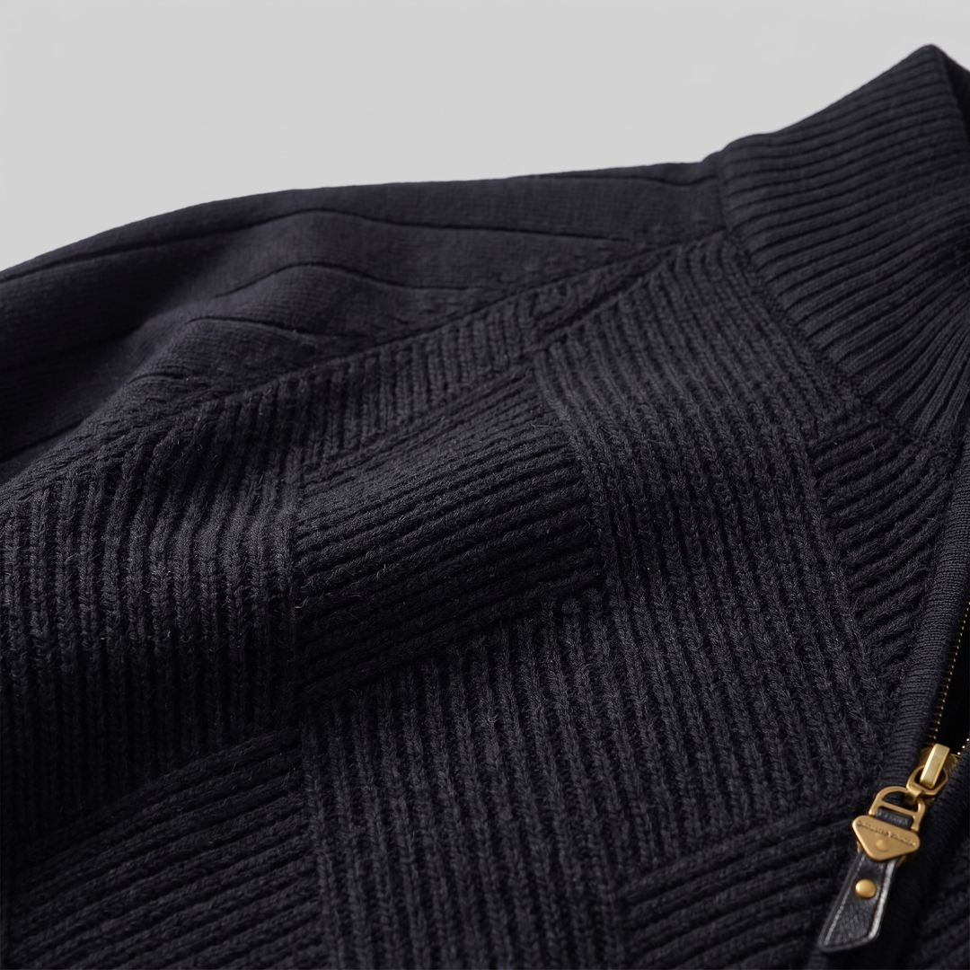 Hadrian | Sharp Diamond Knit Zip-Up Cardigan for Men