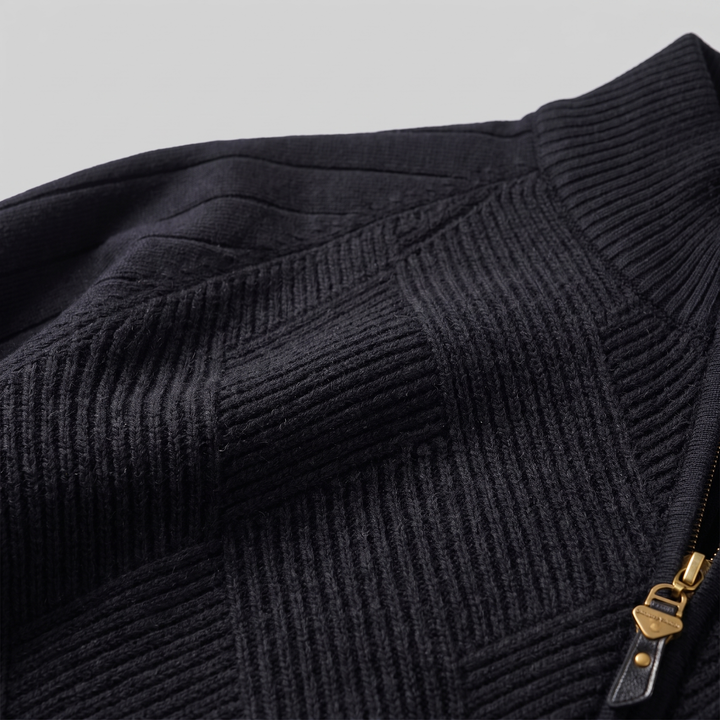 Hadrian | Sharp Diamond Knit Zip-Up Cardigan for Men