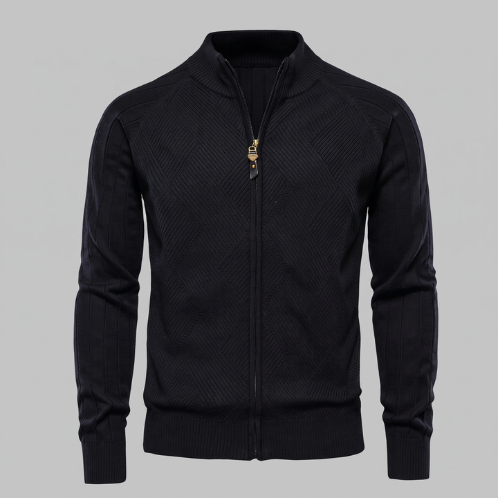 Hadrian | Sharp Diamond Knit Zip-Up Cardigan for Men