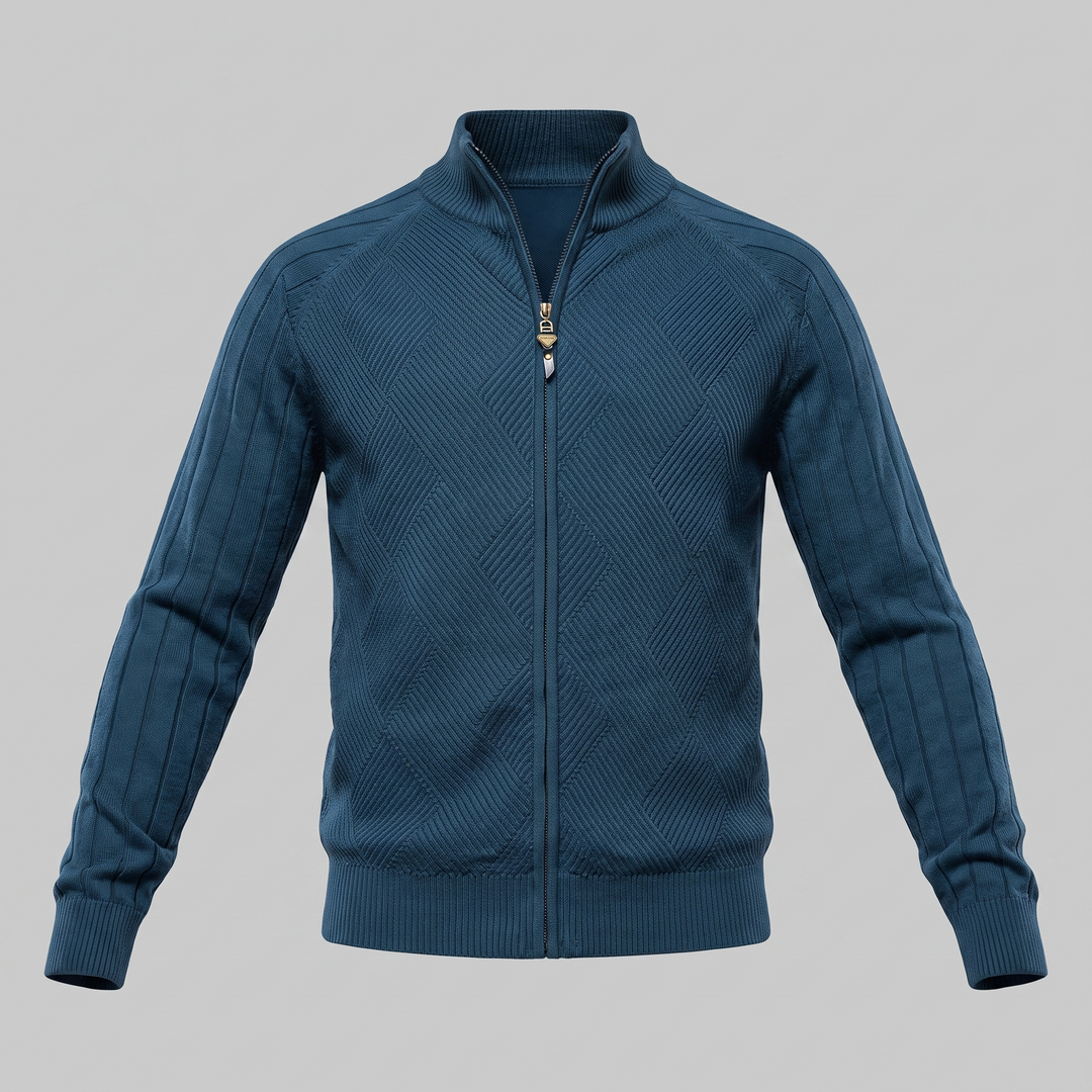 Hadrian | Sharp Diamond Knit Zip-Up Cardigan for Men