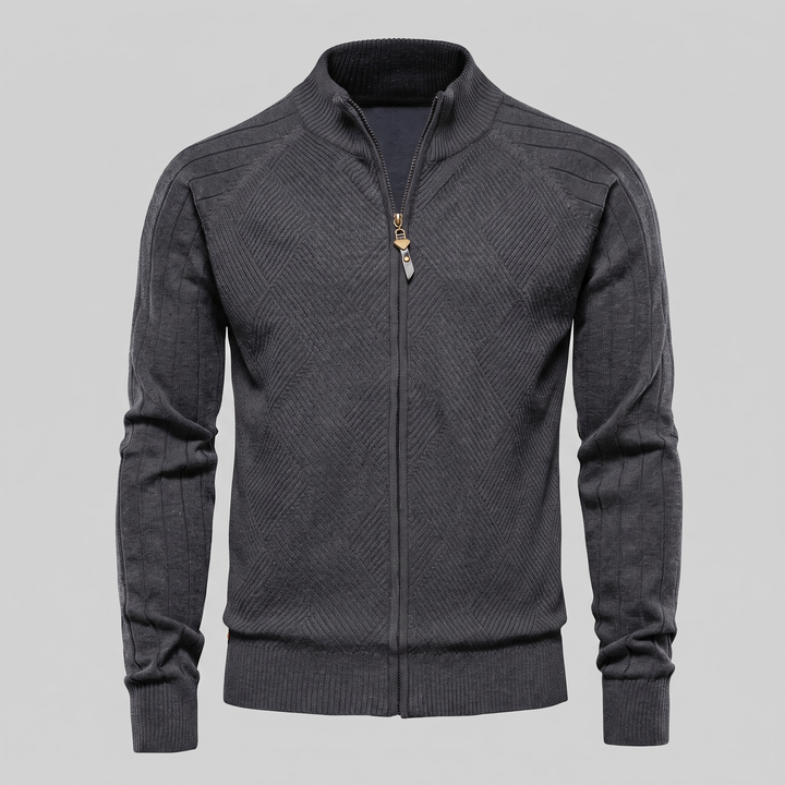 Hadrian | Sharp Diamond Knit Zip-Up Cardigan for Men