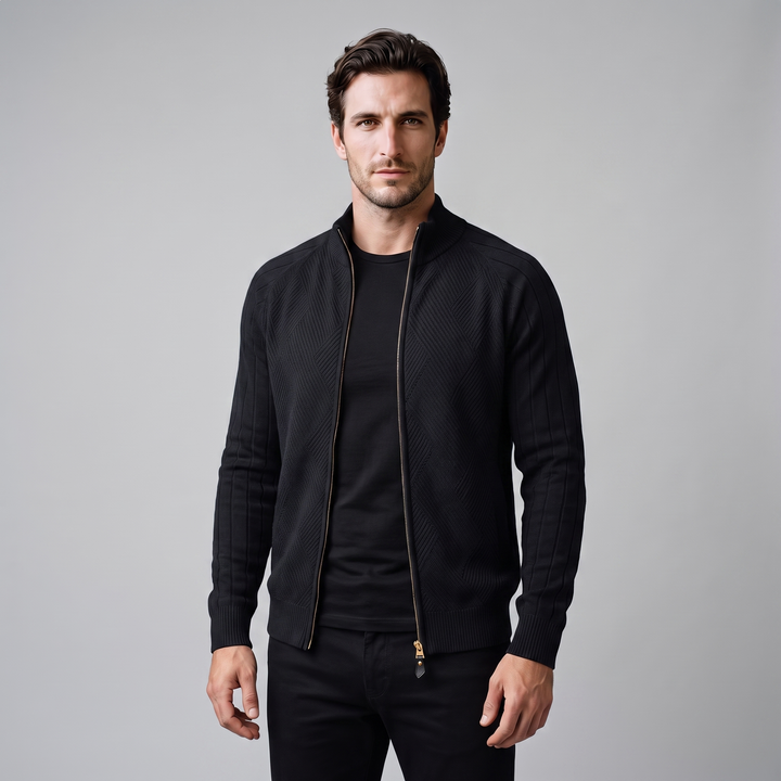 Hadrian | Sharp Diamond Knit Zip-Up Cardigan for Men