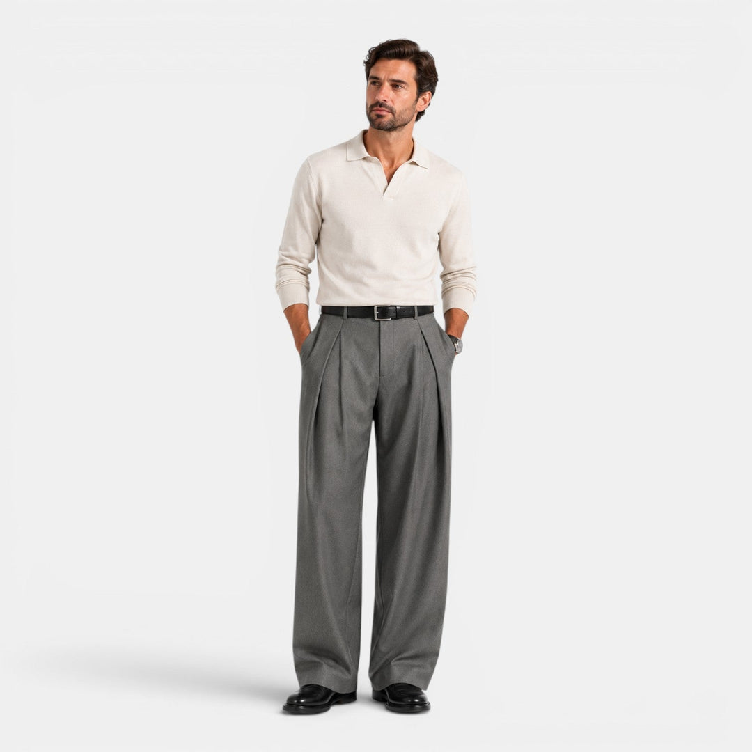 Rourke | Relaxed Wide-Leg Pleated Trousers for Men