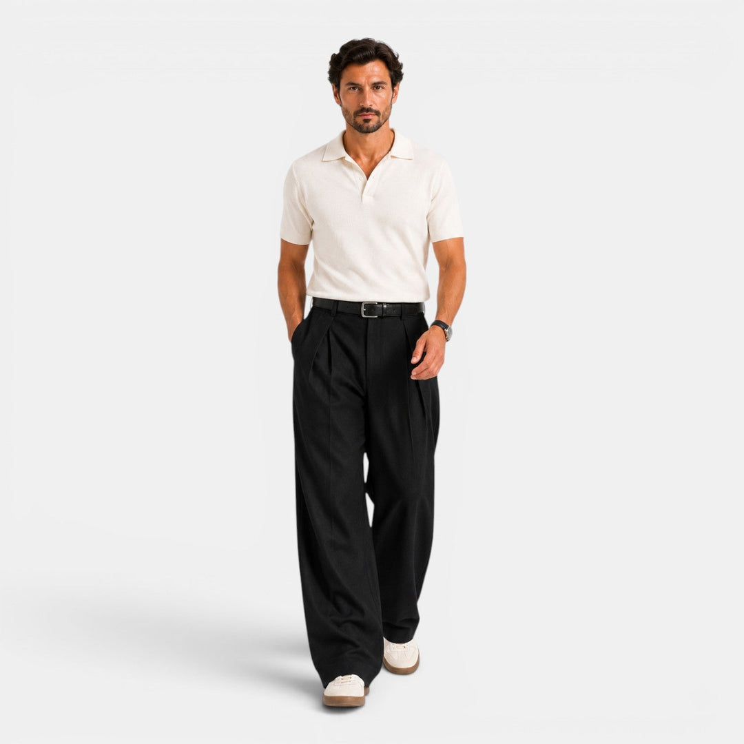 Rourke | Relaxed Wide-Leg Pleated Trousers for Men