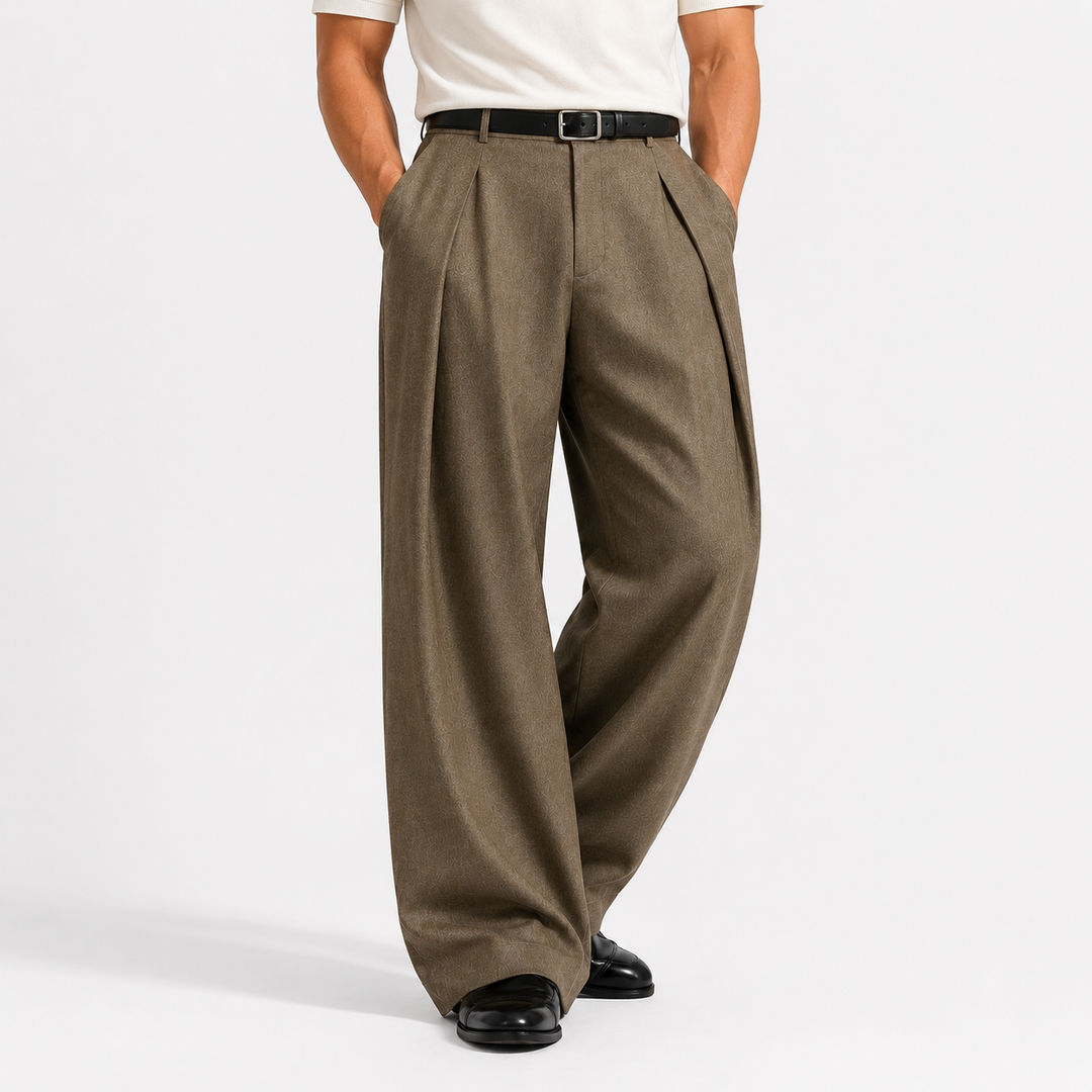 Rourke | Relaxed Wide-Leg Pleated Trousers for Men