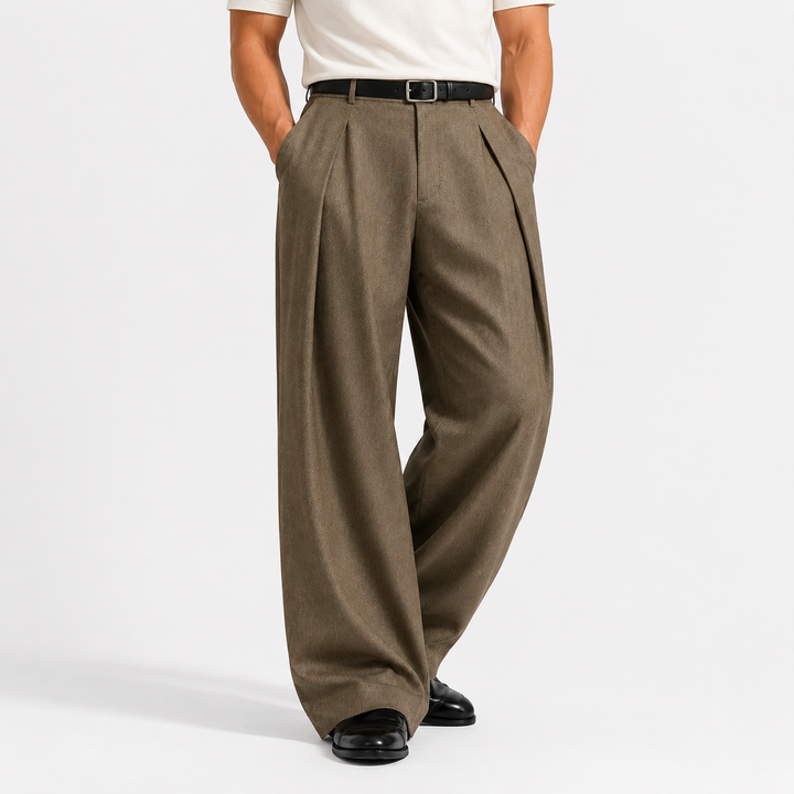 Rourke | Relaxed Wide-Leg Pleated Trousers for Men