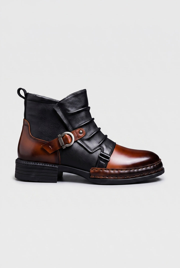 Evander | Sharp Mens Ankle Boots Buckle Leather-Look