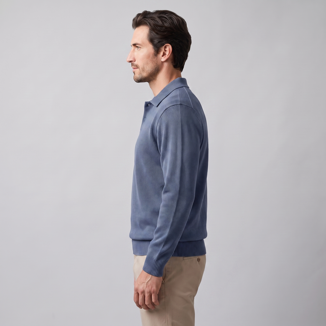 Miles | Relaxed Long Sleeve Polo Sweater