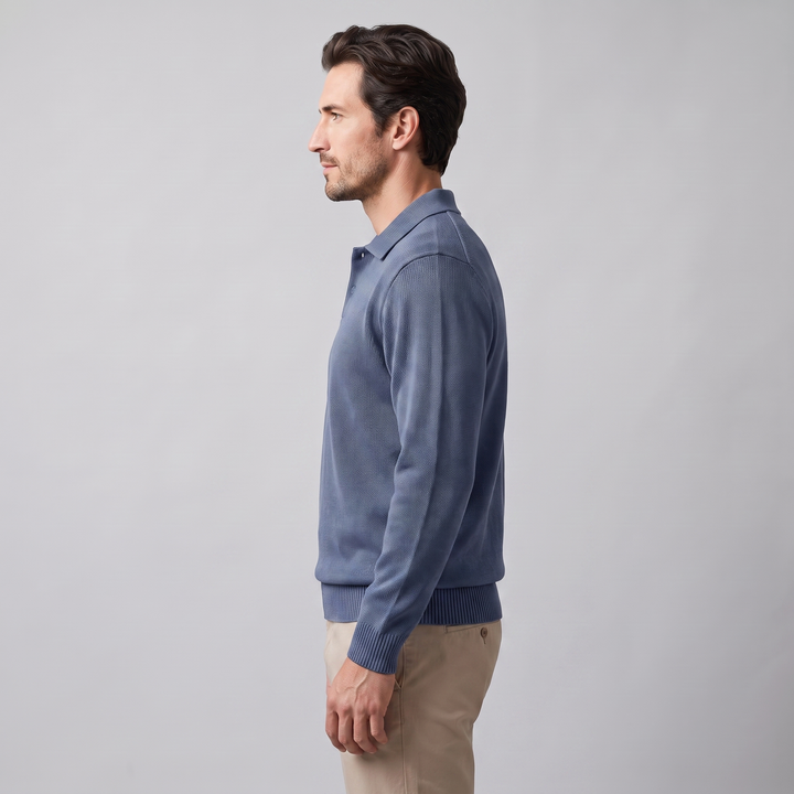 Miles | Relaxed Long Sleeve Polo Sweater