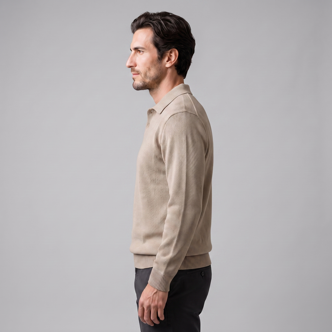 Miles | Relaxed Long Sleeve Polo Sweater