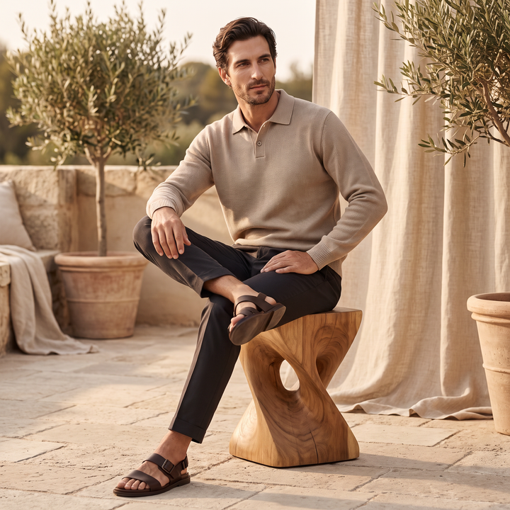 Miles | Relaxed Long Sleeve Polo Sweater