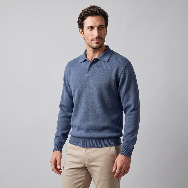 Miles | Relaxed Long Sleeve Polo Sweater