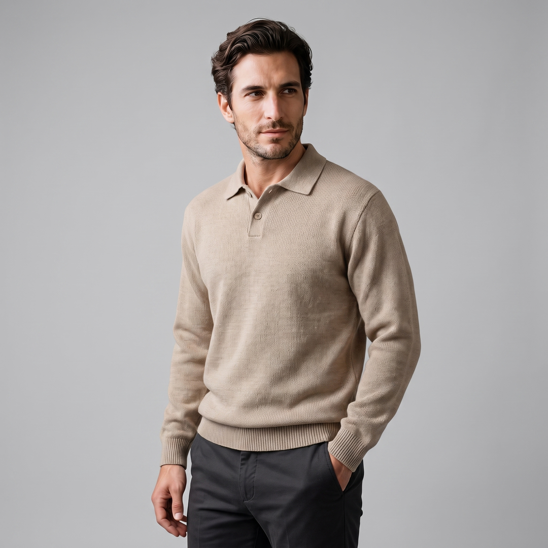 Miles | Relaxed Long Sleeve Polo Sweater