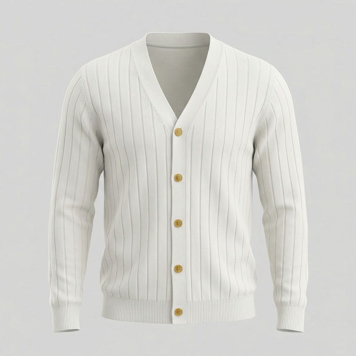 Justus | Stylish Ribbed V-Neck Cardigan Mens Knitted