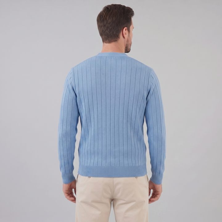 Justus | Stylish Ribbed V-Neck Cardigan Mens Knitted