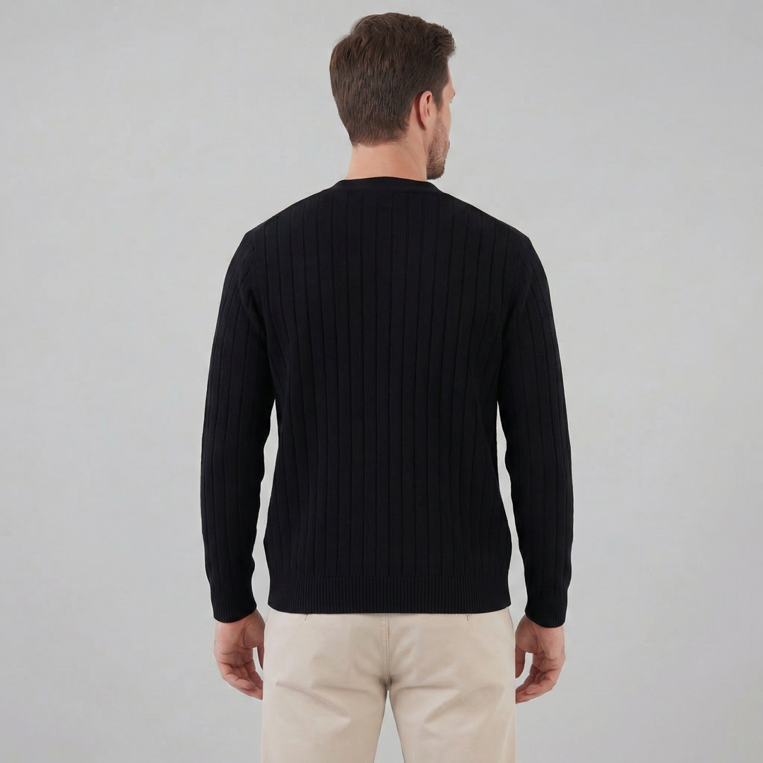 Justus | Stylish Ribbed V-Neck Cardigan Mens Knitted