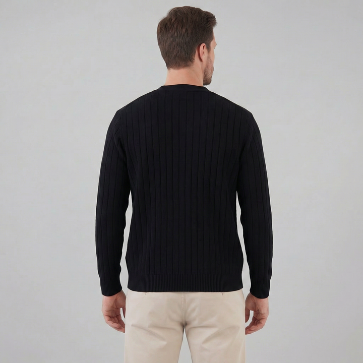 Justus | Stylish Ribbed V-Neck Cardigan Mens Knitted
