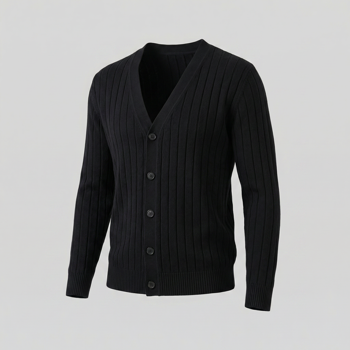 Justus | Stylish Ribbed V-Neck Cardigan Mens Knitted