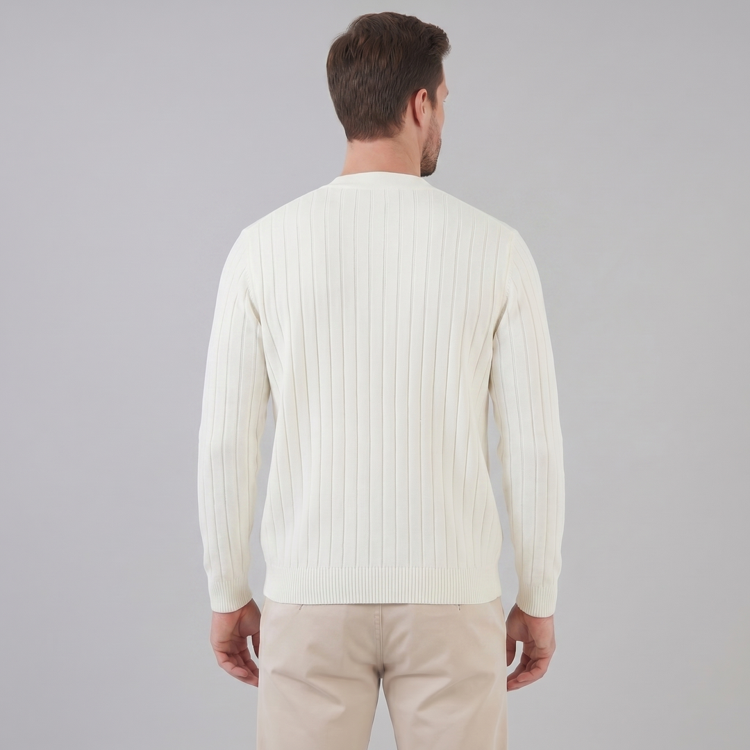 Justus | Stylish Ribbed V-Neck Cardigan Mens Knitted