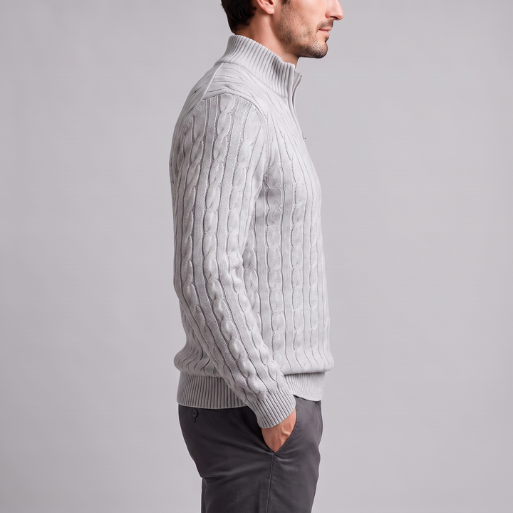 Emrys | Warm Cable Knit Half-Zip Sweater