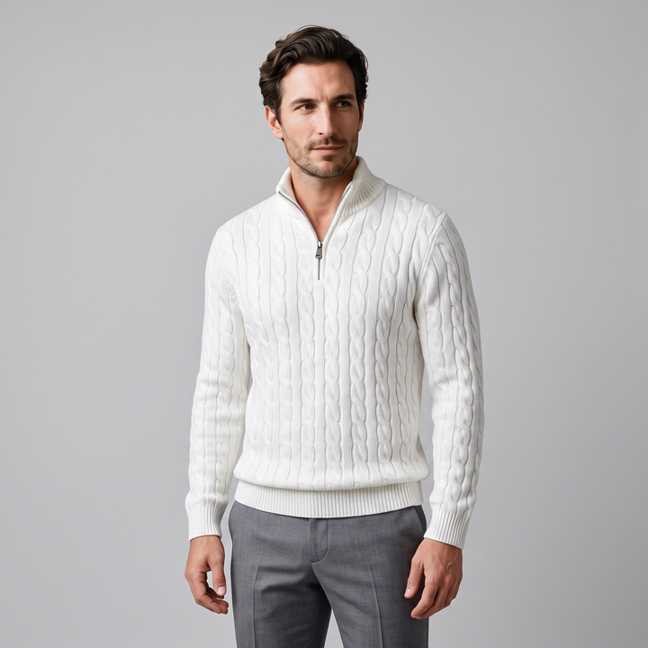 Emrys | Warm Cable Knit Half-Zip Sweater