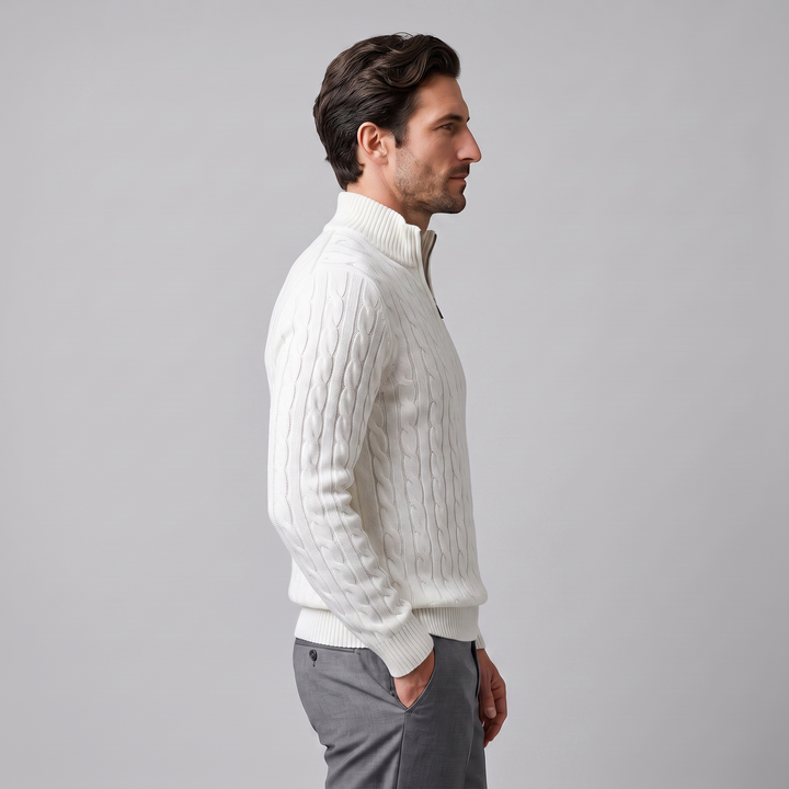 Emrys | Warm Cable Knit Half-Zip Sweater