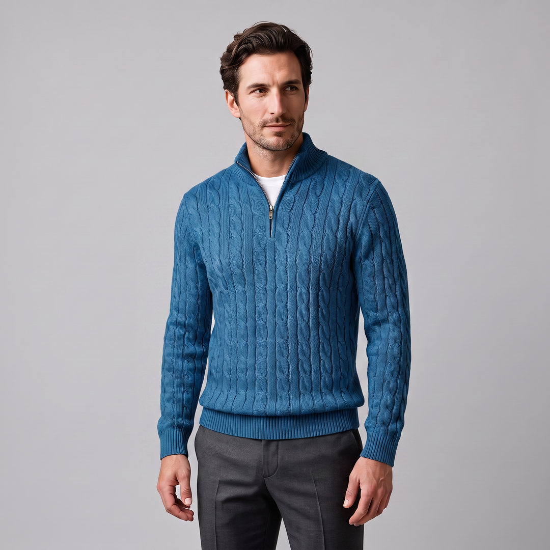 Emrys | Warm Cable Knit Half-Zip Sweater